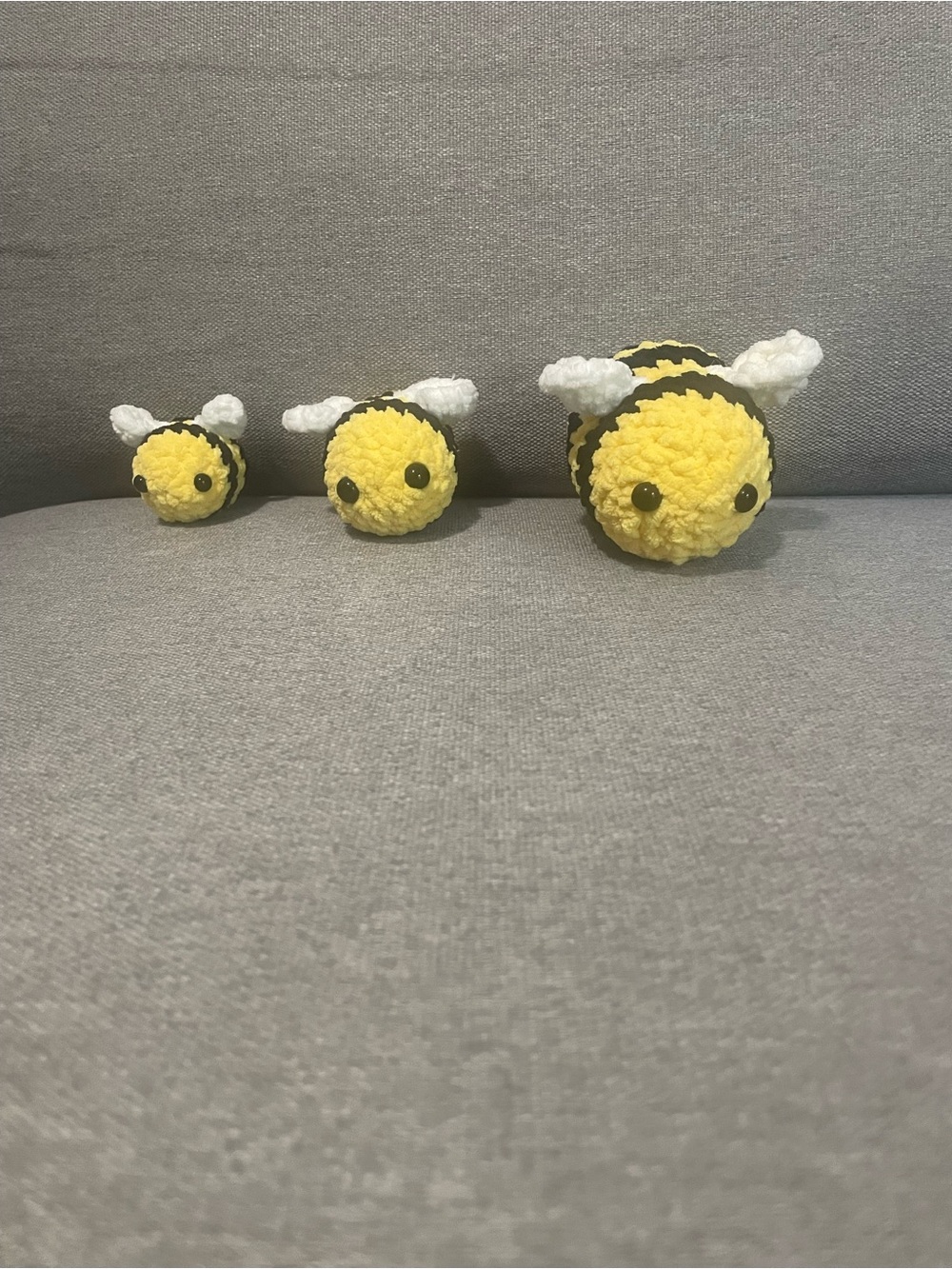 Handmade Plush Bee Trio - Yellow and Black Cuddly Bee Toy